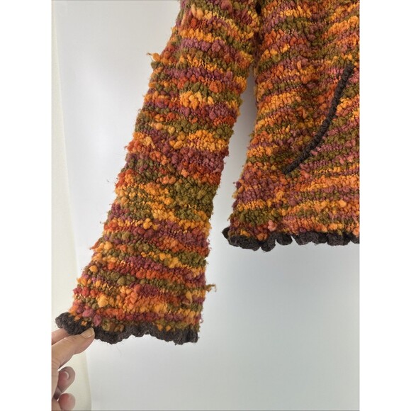 ECC Ecuadorian Clothing Company Wool Hood Full Zip Sweater Orange Textured Small - Picture 4 of 16